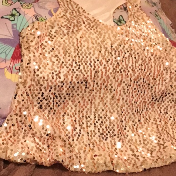 🌸2 for $15🌸 Sparkly Peachy Pink Sequined Top Sz L - Picture 6 of 11